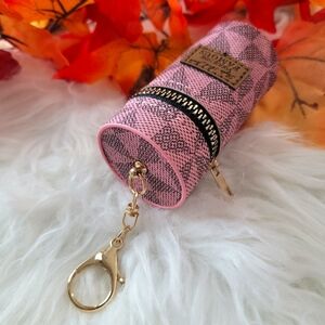Final✅️ Elegant Pink Keychain Pouch with Gold Accents
